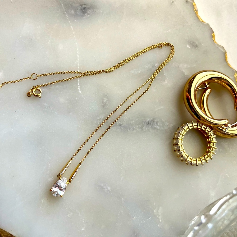 Teardrop Necklace with Diamond Stud